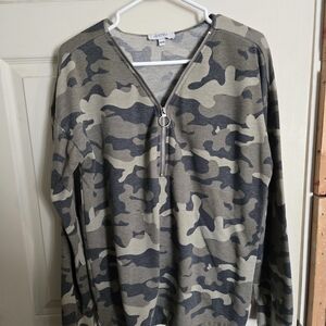 Camouflage Zip-Up Sweater